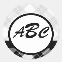 Plaid Custom Monogrammed Round Stickers