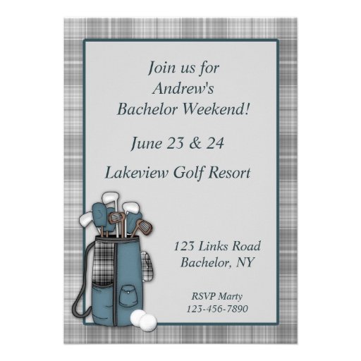Plaid de gris de golf invitations