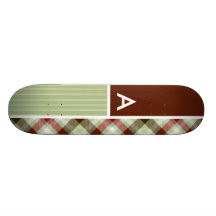 Plaid de rouge foncé et de vert sauge plateaux de skate