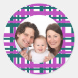 Plaid Design/Photo Round Sticker