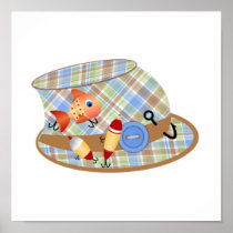 Plaid Fishermans Hat Design Poster