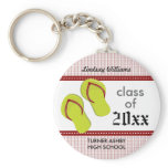 Plaid Flip Flop Custom Graduation Keychain: Red