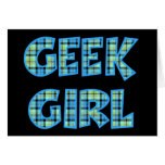 Plaid Geek Girl Blue and Green Card