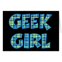 Plaid Geek Girl Blue and Green Card