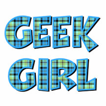 Plaid Geek Girl Blue and Green Cut Out