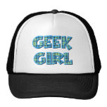 Plaid Geek Girl Blue and Green Mesh Hats