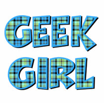 Plaid Geek Girl Blue and Green Cut Out