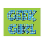 Plaid Geek Girl Blue and Green Postcards