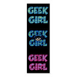 Plaid Geek Girl Blue & Green Bookmark Business Card Template