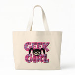 Plaid Geek Girl with Graphic Bags