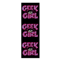 Plaid Geek Girl with Graphic Bookmark Business Card Templates