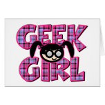 Plaid Geek Girl with Graphic Cards