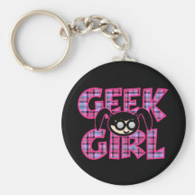 Plaid Geek Girl with Graphic Key Chains