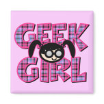Plaid Geek Girl with Graphic Magnet