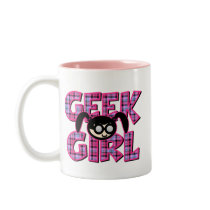 Plaid Geek Girl with Graphic Mug