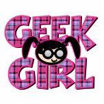 Plaid Geek Girl with Graphic Photo Cut Out