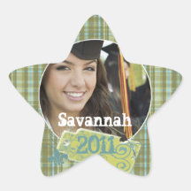 Plaid Graduation or Sweet Sixteen Photo Stickers