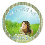 Plaid Graduation Photo Stickers