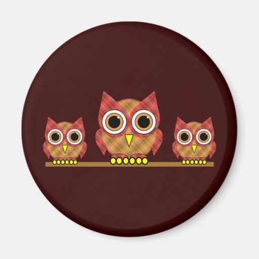 plaid owls fridge magnet