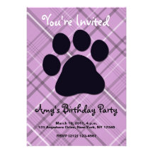 Plaid Paw Print Personalized Invitation