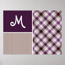 Plaid pourpre et bronzage poster