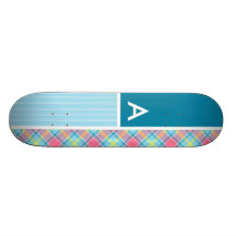 Plaid rose et bleu skateboards personnalisés
