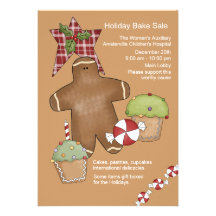 Plaid Star Holiday Bake Sale Invitation