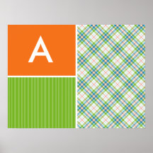 Plaid vert et orange poster