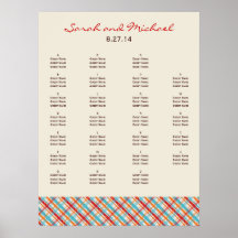 Plaid wedding seating chart poster