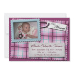 Plaidly Perfect Purple & Blue Birth Announcements