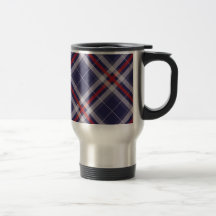 Plaids, Checks, Tartans White Red Blue Mugs