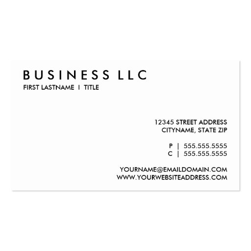 plain black and white. business card template