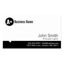 Plain Black Dot Playwright Business Card