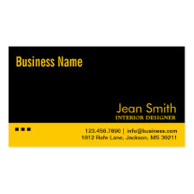 Plain Black & Yellow Interiors Business Card