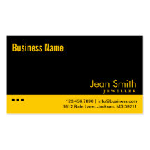 Plain Black & Yellow Jewellery Business Card
