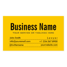 Plain Black & Yellow Lawyer Business Card