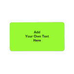 Plain Lime Green with black text. Custom Labels