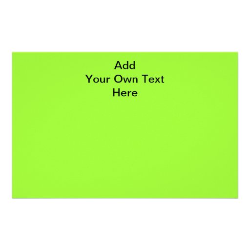 Plain Lime Green with black text. Custom Customized Stationery