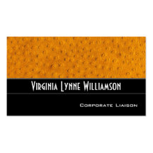 Plain Orange & Black Leather Modern Business Cards