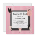 PLAIN PINK STRIPES Corsets Sexy Bachelorette Party invitations