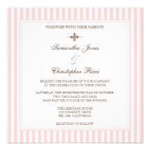 Plain Pink stripes  Wedding Invitations