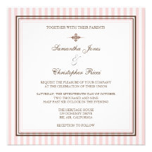 Plain Pink stripes  Wedding Invitations
