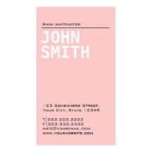 Plain Pink Swim Instructor Business Card