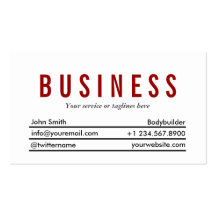 Plain Red Title Bodybuilding Business Card