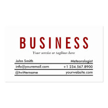 Plain Red Title Meteorological Business Card