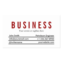 Plain Red Title Petroleum Engineer Business Card