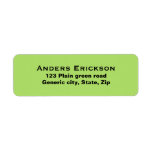 Plain simple green background black text custom custom return address label