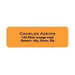 Plain simple orange background black text custom return address label