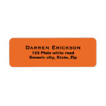 Plain simple orange background black text custom return address label