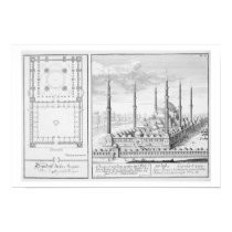 Plan and View of the Blue Mosque (1609-16), built posters